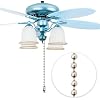 Ceiling Fan Pull Chain Extender 16 ft 4.5 mm Stainless Steel Beaded Chain with 10 Connectors, Fan and Light Pull Chain Extension for Fixtures