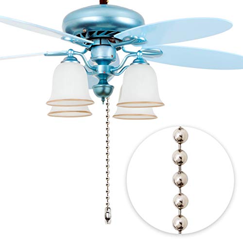 Metal Fan Pull Chain Extension, Ceiling Fan Chain Connector,Diameter 3.2Mm 16 Feet Long With 20 Pcs Connector #TOP5
