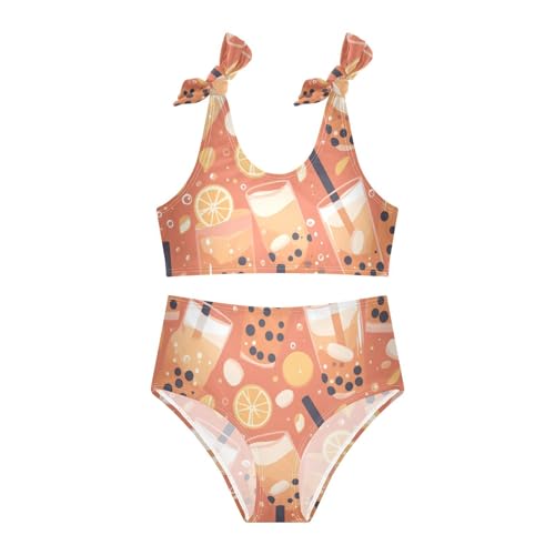 KLL Bubble Tea Pattern Girl 2 Piece Bikini Sets Scoop Neck Swimming Swimwear Swimsuit3