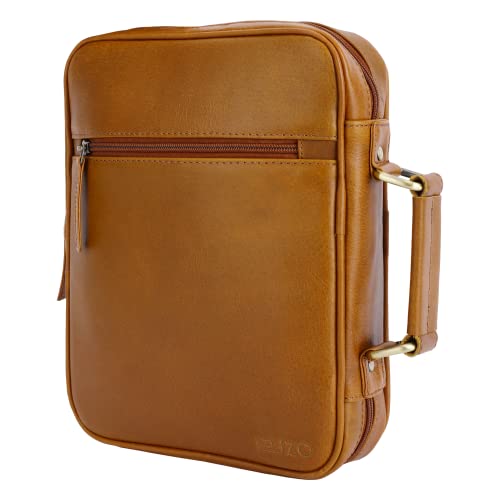 Elizo Genuine Real Leather Bible Cover With Zipper, Bible Case For Women Bible Cover For Men Medium, Bible Bag Book Cover Bible Holder Bookmark Religious Christian Gifts Carrying Case, Savanna #TOP15