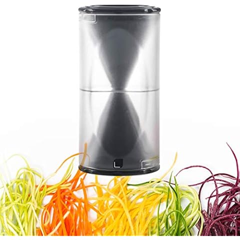 Levivo 331800000219 Spiralizer, Mandolin Cutter Slicer All in one with Exchangeable Stainless Steel Blades, for Julienne, Vegetable Spaghetti, Cheese or Fruit, Grey Cover