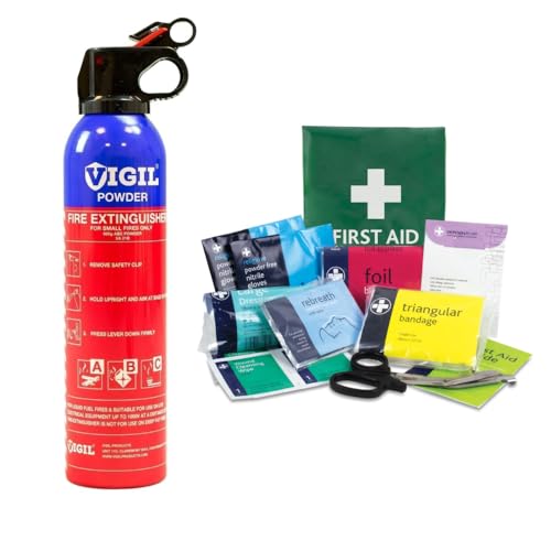 Premium 600 Gram ABC Powder Fire Extinguisher & Large First Aid Kit Fully Stocked