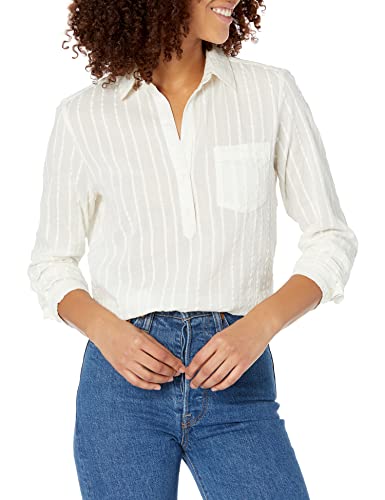 J.Crew Mercantile Women's Long-Sleeve Seersucker Popover Shirt, Marine Salt, M