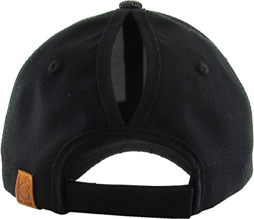 Image of Classic Plain Ponytail Messy High Bun Headwear Adjustable Cotton Trucker Mesh Glitter Hat Baseball Cap