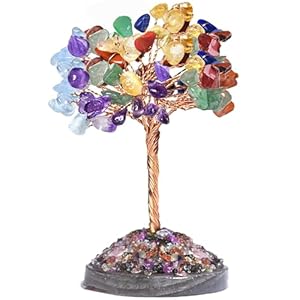 7 Chakra Tree of Life,Healing Crystal Tree(5 Inch) Natural Reiki Crystals and Healing Stones,Money Tree for Home Office Desk Decor,Purple Decor Gifts for Women Mom Dad