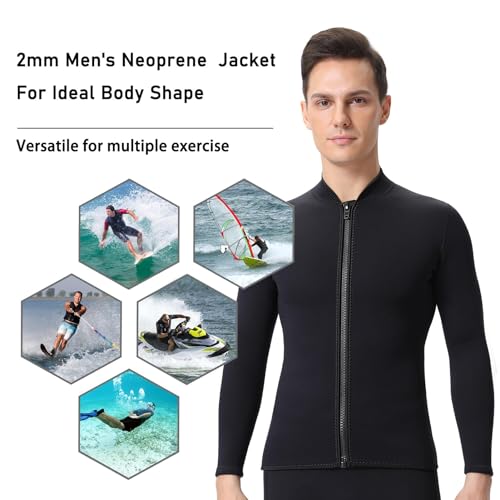 Chaqueta para hombre de 2mm y pantalones de 3mm de neopreno, manga larga, para natación, surf, buceo, snorkel y deportes acuáticos (tallas 3XL) miniatura 5