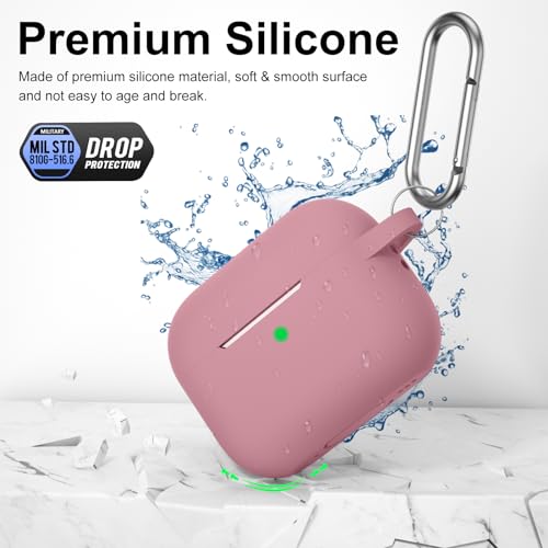 Image of for AirPods Pro 2nd 1st Generation Case Cover with Keychain, Protective Soft Silicone Skin Accessories for Apple AirPods Pro Charging Case 2022 /2019, Front LED Visible, Bean Pink