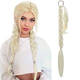 32'(81cm) SEGO Coleta Postiza Trenzada Larga Pelo Sintético Se Ve Natural [#613 Blanqueador Rubio] Extensiones de Cola Cabello DIY sin Clip para Mujer (140g)