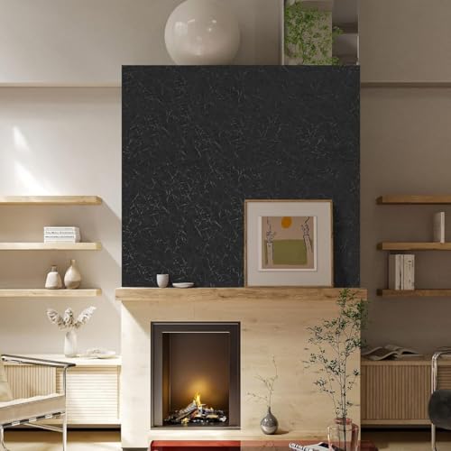 Image of Peel and Stick Wallpaper for Walls (45x300 cm) Pack of 1 | Waterproof Self Adhesive PVC Wallpaper for Bedroom, Living Room, Home, Office & Cupboard (Black Textured)