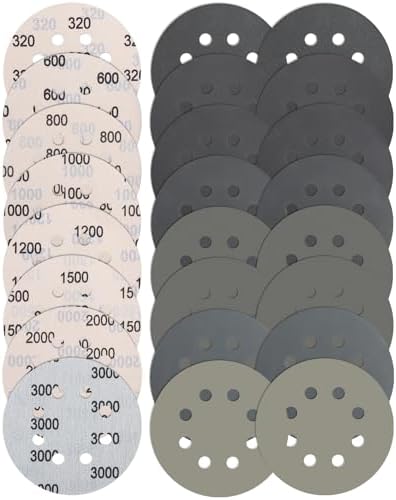 JatilEr 125mm Sanding Discs 24pcs Grit 320/600/800/1000/1200/1500/2000/3000