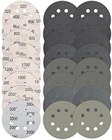 JatilEr 24 Stück Schleifpapier 125mm Klett, 8 Loch Nasse Trockene Schleifscheiben Körnung 320/600/800/1000/1200/1500/2000/3000 Fein Exzenterschleifer Schleifpapi Set für Auto Metall Holz