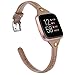 TOYOUTHS Slim Strap Compatible with Fitbit Versa Bands for Women Thin Genuine Leather Wristbands Replacement for Versa Lite Special Edition Dressy Watch Band Accessories Taupe