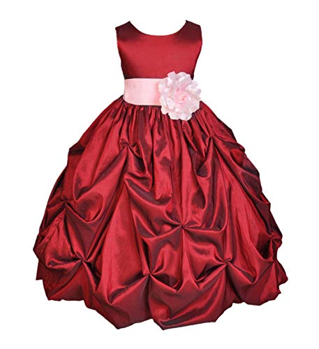 ekidsbridal Pick-Up Bubble Apple Red Taffeta Flower Girl Dress Baptism Dresses Graduation Dress 301S L