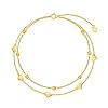 SISGEM 14K Solid Yellow Gold Heart Anklet for Women, Real Gold Bead Station Anklet Bracelet Layered Anklets Fine Jewelry…