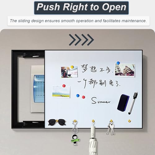 Cuadro de luces oculto con panel decorativo blanco y pizarra para notas 6