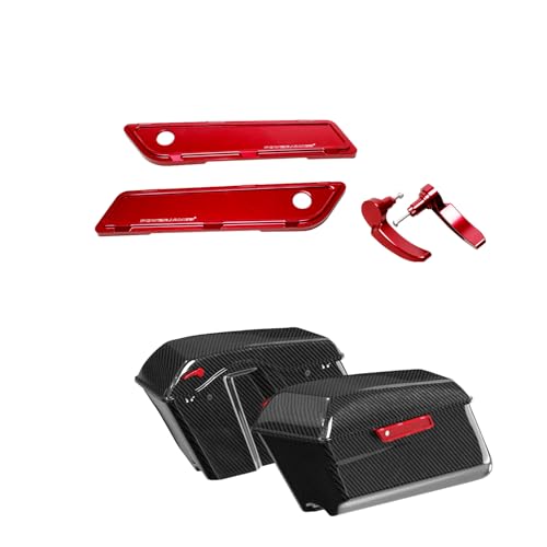 Housse de charnière alu rouge POWER JAMES pour poignée de sacoche Harley Touring FLHX 14-23