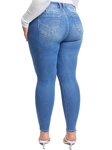 YMI Women's Plus Sustainable Wannabettabutt Skinny Jeans4