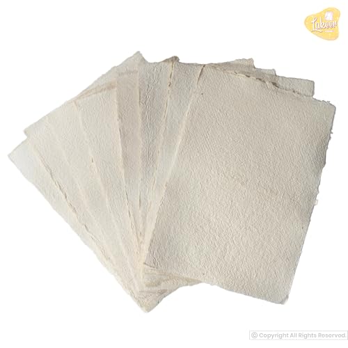 Image of Lakeer A3 Watercolor Paper - Handmade Paper with Deckle Edges | Pack of 10 Sheets, 300 GSM | 100% Virgin Cotton - Acid Free, Suitable for Wet Mediums, Ideal for Artists, Etc.