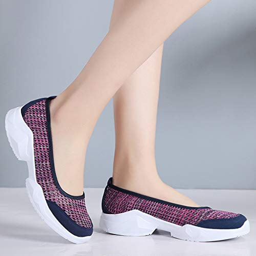 Shoes For Women For Work In Office Womens Running Shoes Ladies Slip-On Walking Tennis Sneakers Light Breathable Casual Soft Sole Mesh Workout Sports Shoes Platform Loafersfor Women Hot Pink #TOP4