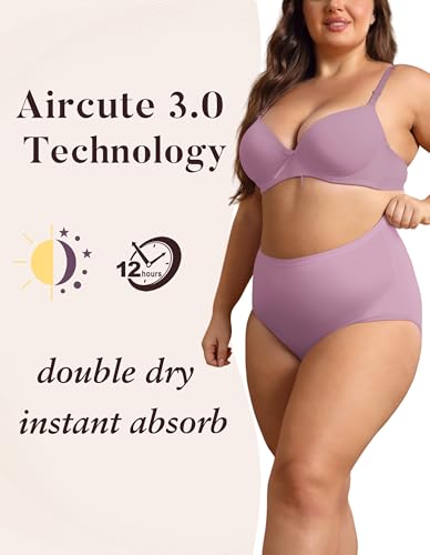 Image of AIRCUTE Washable Urinary Incontinence Protective Underwear for Women Leak Proof Absorbent Reusable Panties 60ML 1 Pack (Lilac, 2X-Large)