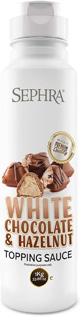 Sephra White Chocolate Sauce- 900g Chocolate Dessert Topping Sauce- Convenient Squeezy Bottle- Vegan Friendly White Chocolate Sauce for Coffee, Waffles, Pancakes, Crepes, Milkshakes, Cakes & More
