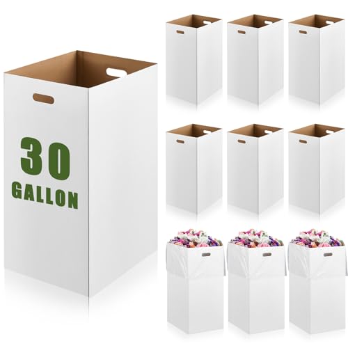 Image of 10 Pack 30 Gallon Corrugated Cardboard Trash Cans Bulk for Events Parties Disposable and Reusable Cans Bottle Recycling Bins with 20 Garbage Bags White Garbage Boxes for Outdoor Events