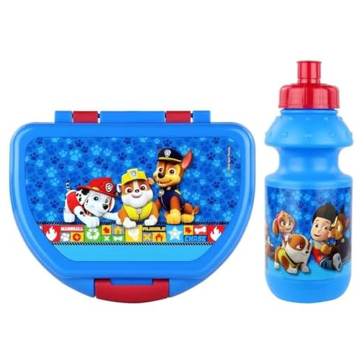 P:os 29439 – pausset för barn i Paw Patrol-design, 2-delat set bestående av matlåda och vattenflaska, perfekt för dagis, skola och fritid