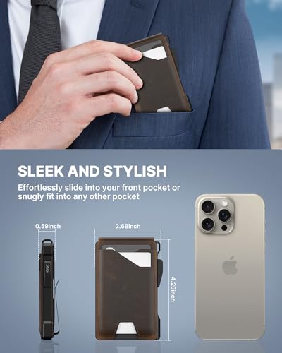 typecase Tactical Wallet for Men Card Holder: Pop Up Card Case, Full Grain Leather, Smart, RFID Blocking, Slim, Minimalist, Thin, Front Pocket - 10 Card Slots, ID Window, Money Clip (Burnished Black)4