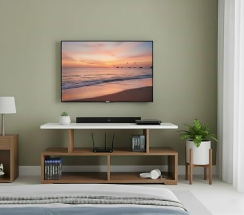 Wudyhub Engineered Wood TV Entertainment Wall Unit | TV Stand | Wall Set Top Box Stand | TV Unit-02-Brown 4