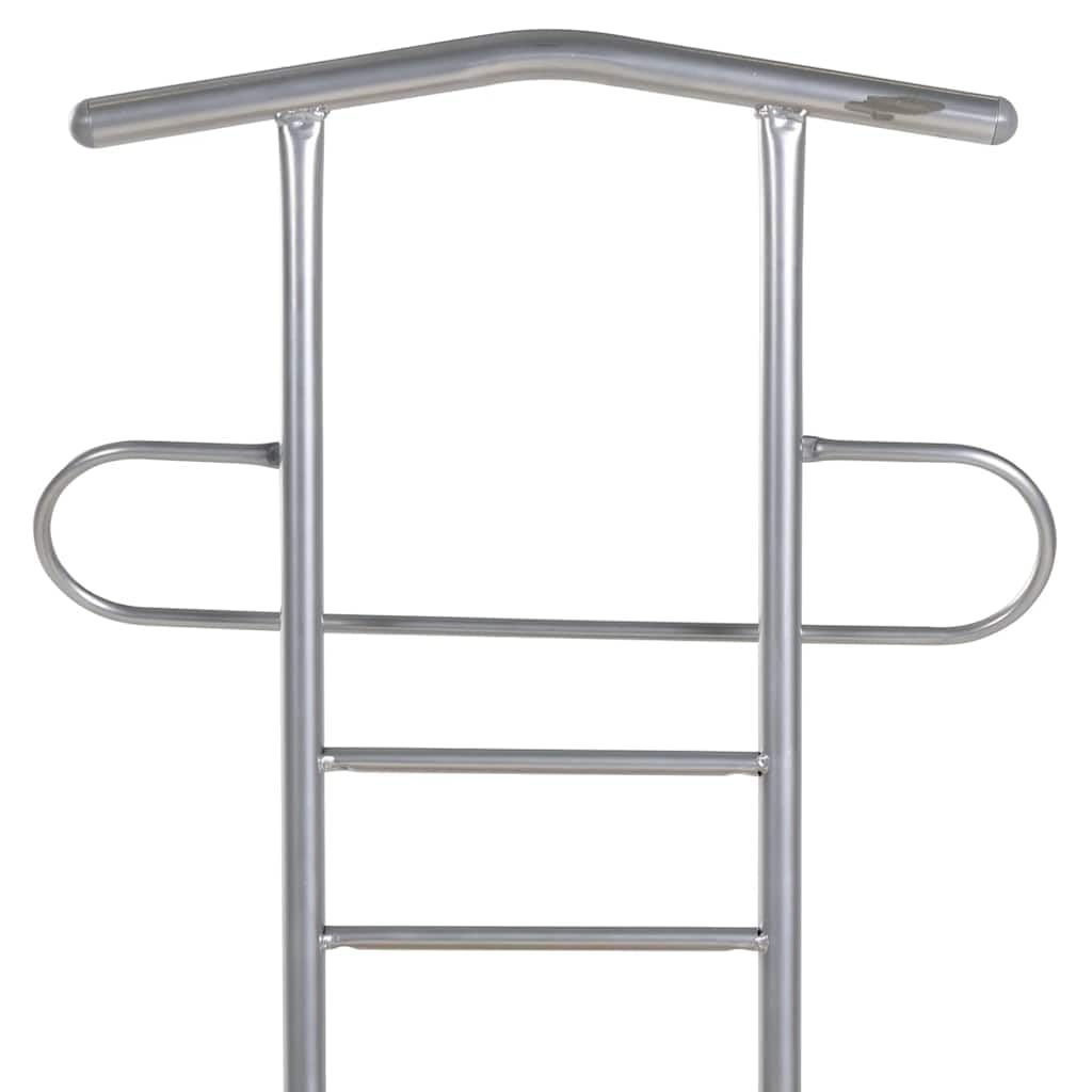 Krzesła dla mężczyzn, 2 szt., metalowe z siedziskiem z materiału drewnopochodnego, jasnobrązowe, srebrne, 52 x 40 x 120 cm, wieszak na ubrania, półka na buty, stojak na garnitur, do sypialni