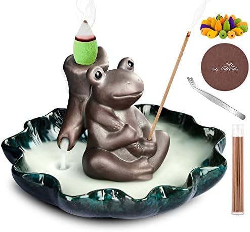 Cute Frog Incense Holder,Incense Waterfall Burner & Incense Holder for Sticks,Ceramic Incense Burner Holder for Home Room Decor