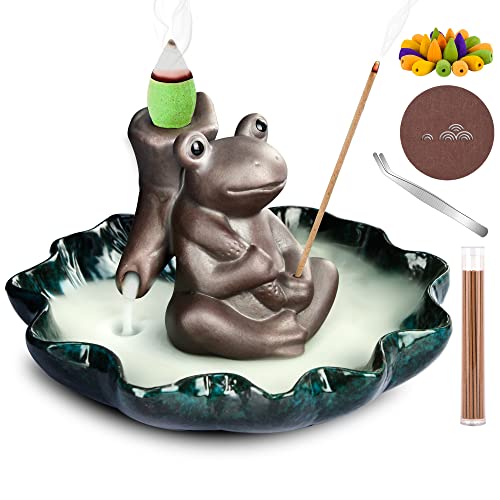 Cute Frog Incense Holder,Incense Waterfall Burner & Incense Holder For Sticks,Ceramic Incense Burner Holder For Home Room Decor #TOP2
