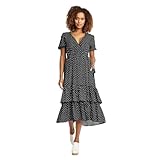Knox Rose Women's Short Sleeve Wrap Dress - (Small, Black Polka Dots)