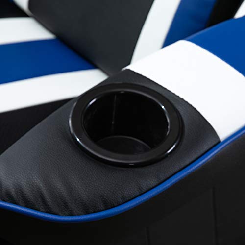 Vinsetto Gaming Chair, Racing Style Computer Recliner With Lumbar Support, Footrest And Cup Holder, Black/White/Blue #TOP6