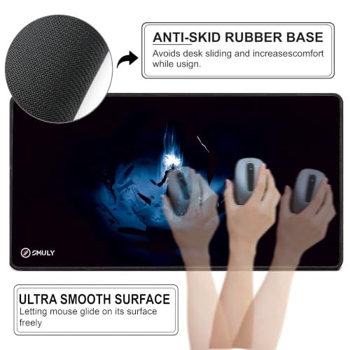 Image of Blue Energy Warrior Mouse Pad 18x36Inch 3mm Extended Gaming Desk Mat with Anti-Slip Rubber Base Mousepad for Smooth Surface Desk pad for PC & Laptop Use Waterproof & Stiched (Multicolour)Deskpad