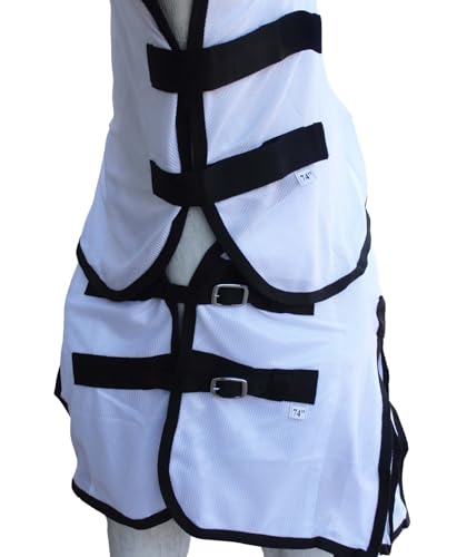 Image of Challenger Horse Equine Scrim Mesh Summer Fly Sheet Spring Airflow Neck White 73129