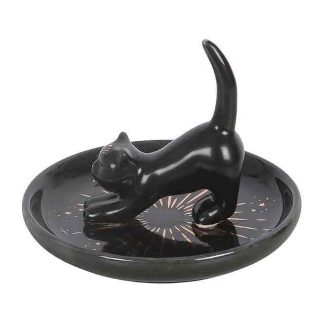 Something Different Wholesale Black Cat Magick Trinket Dish | Decorative Ceramic Plate for Jewelry and Small Items