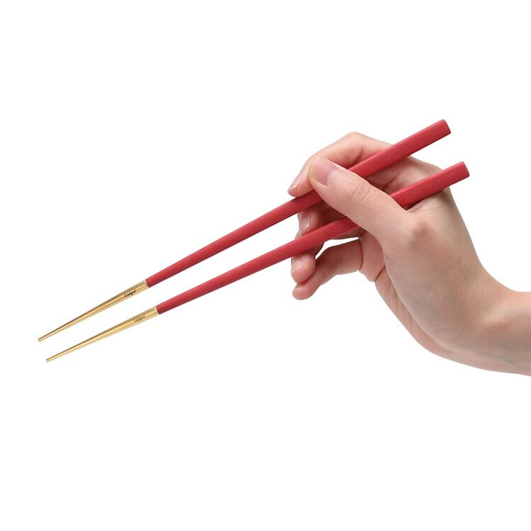 Amazon｜Cutipol（クチポール）KUBE 箸+箸置きセット レッドゴールド