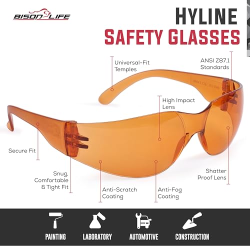 SAFE HANDLER Hyline Anti-Fog Color Safety Glasses Variety, Impact Resistant, Polycarbonate, Anti-Scratch