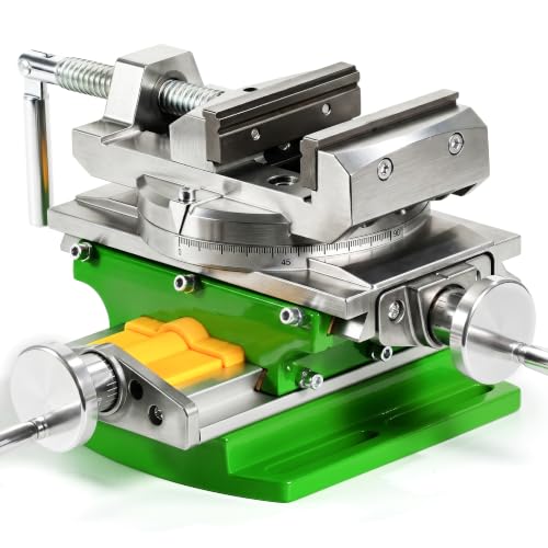 Image of Cross Slide Drill Press Vise, 2-Way X- Y- Benchtop Drill Press Clamp, Portable Table DrillPress Vise with 90° Rotary Table for Drilling Milling Machine
