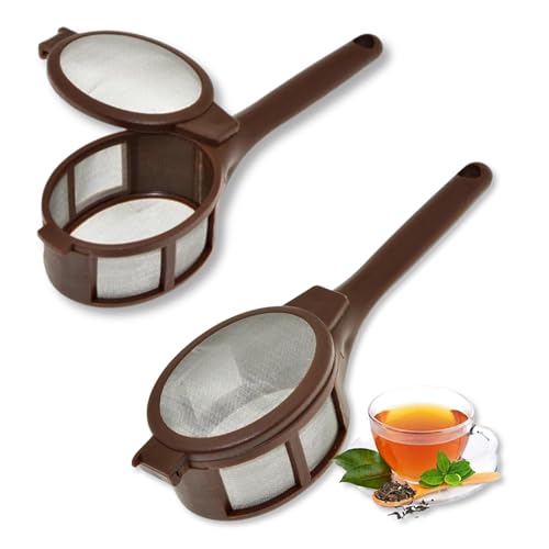 PARENCE.- Juego de 2 huevos de té y especias con mango ergonómico - Mini coladores de malla fina para té de hierbas, café, té de hierbas - Tamaño 14x4x3 cm - 2 piezas