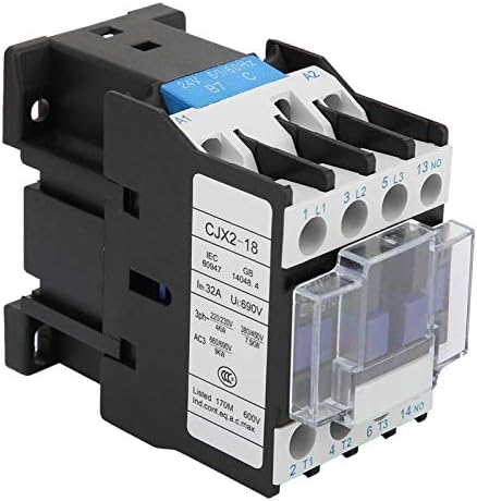 BORDSTRACT AC Contactor, CJX2-1810 Rail Mount Contactor, High Sensitivity Industrial Electric AC Contactor, Used in Power Distribution Power Applications(24V AC)