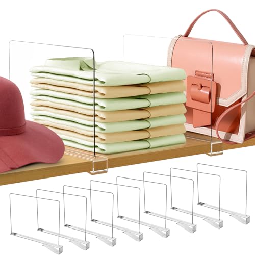 8 Pièces Séparateur d'Étagère en Acrylique Transparent, Separateur Etagere Acrylique, Organisateur Armoire Vetement, 30 x 20 cm pour Organisateur Armoire...