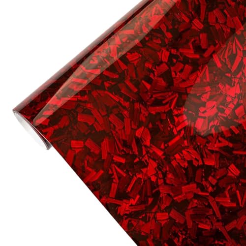 Envoltura de vinilo de fibra de carbono forjada, película autoadhesiva de liberación de aire de 150 x 30 cm para modificar el interior del automóvil, decoración del salpicadero (rojo)