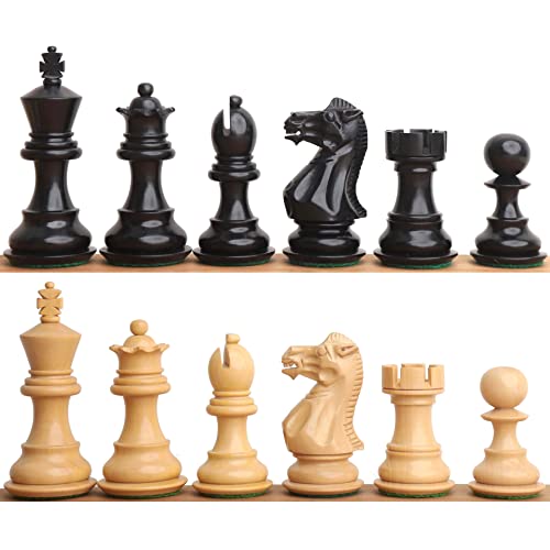 Pièces d'échecs Staunton bois d'ébène triple lestage anti basculement