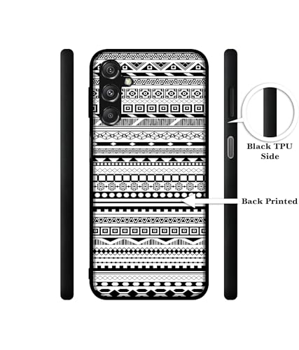 Image of Black & White Patterns Design Premium 2D Printed Metal Back Case Cover for Samsung Galaxy M34 5G / F34 5G