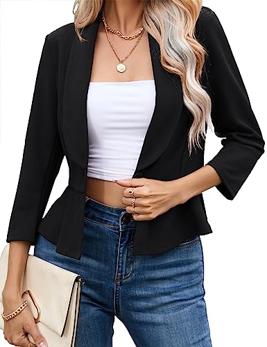 Blazer Femme Élégant à Manches 3/4 - Veste Tailleur Printanière Coupe Ajustée Clearlove