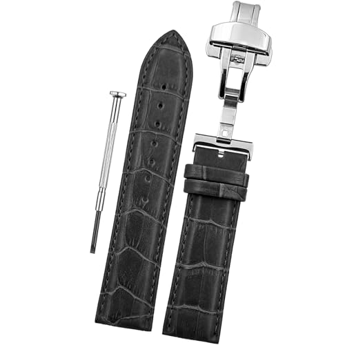 Image of DBLACK ''HOOK'' Leather Watch Strap with Butterfly Lock, Bamboo Design Pattern Full Padded Watch Belt / / For 18mm, 20mm, 22mm, or 24mm Watch Band (Choose Your Size & Color)