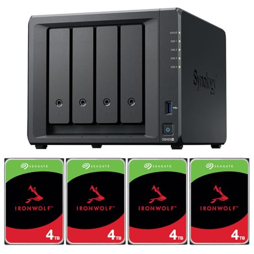 Synology DiskStation DS423+ 4-Bay NAS Enclosure, Bundle with 4X IronWolf 4TB SATA III 3.5