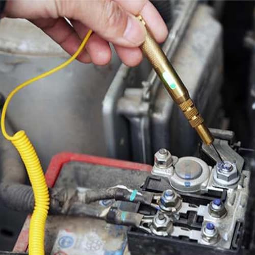 Leloco 2 Stück Stromprüfer Stift, Spannungsprüfer Kfz mit 250cm Kabel, 6-24V Auto- und Motorrad-Tester, Diagnosewerkzeug mit Federklemme